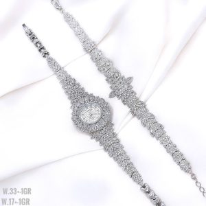دستبند و ساعت نقره با عیار 925 و آبکاری رادیوم درجه یک