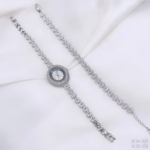 دستبند و ساعت نقره با عیار 925 و آبکاری رادیوم درجه یک