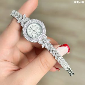 ساعت نقره با عیار 924 و آبکاری رادیوم درجه یک طرح برگ بند باریک