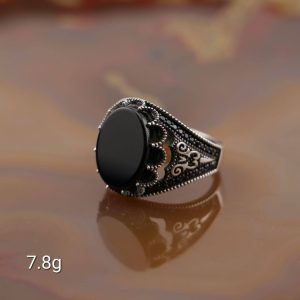 انگشتر نقره مردانه اونیکس نیم دایره