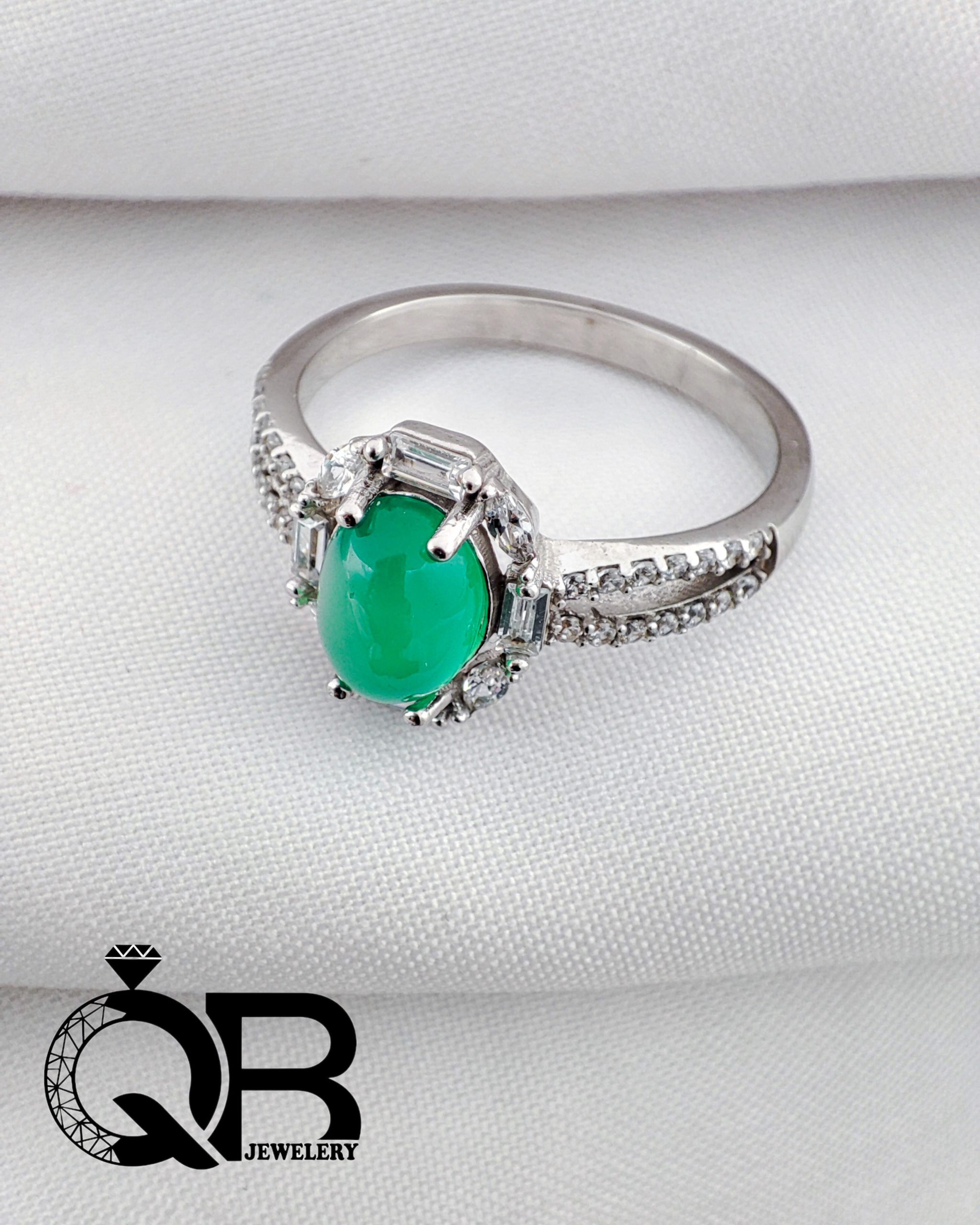ring-green-agate-silver-teardrop5 انگشتر نقره عقیق سبز مدل اشکی