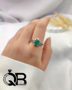 انگشتر نقره عقیق سبز مدل اشکی