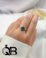 انگشتر نقره عقیق سبز مدل اشکی