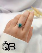 انگشتر نقره عقیق سبز مدل اشکی
