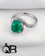 انگشتر نقره عقیق سبز مدل اشکی