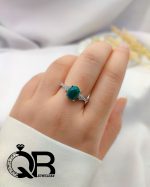 انگشتر نقره عقیق سبز مدل اشکی