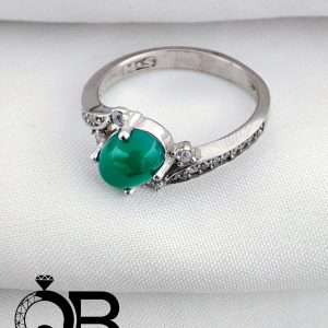 انگشتر نقره عقیق سبز مدل اشکی