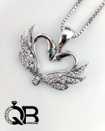 گردنبند نقره زنانه طرح قو و قلب