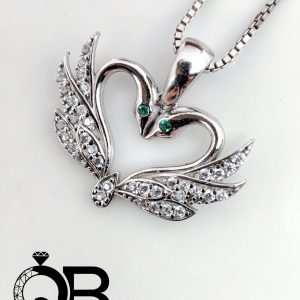 گردنبند نقره زنانه طرح قو و قلب