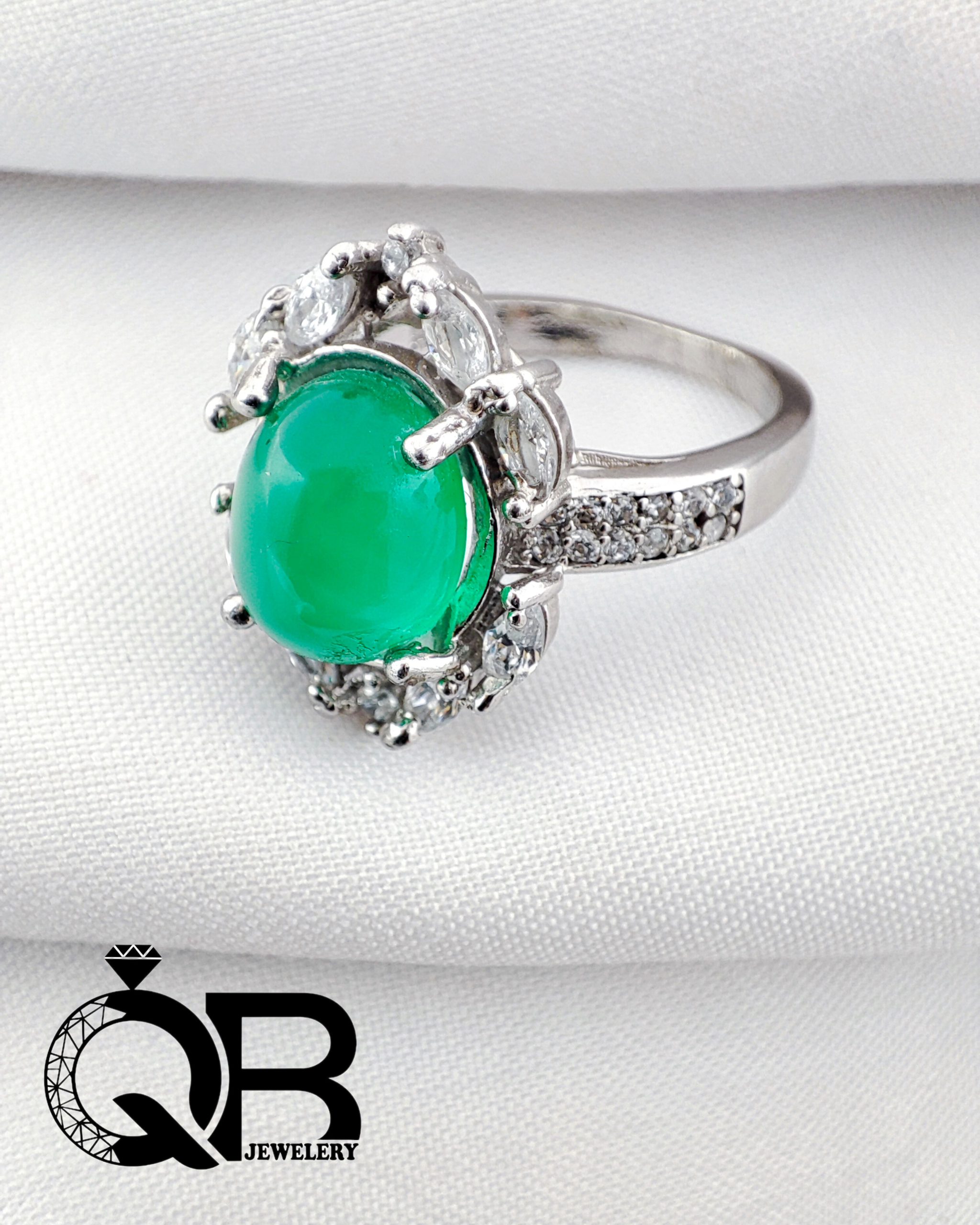 green-agate-silver-ring-teardrop-model انگشتر نقره عقیق سبز مدل اشکی