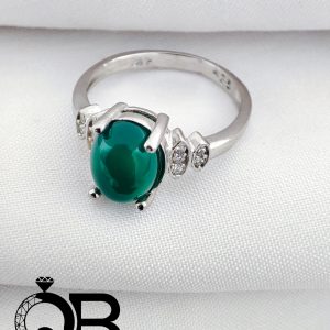 انگشتر نقره عقیق سبز مدل اشکی2