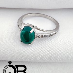 انگشتر نقره عقیق سبز مدل اشکی