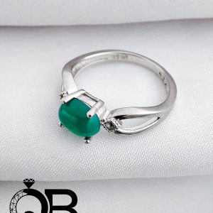 انگشتر نقره عقیق سبز مدل اشکی