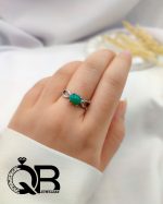 انگشتر نقره عقیق سبز مدل اشکی