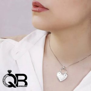 گردنبند نقره دخترانه و زنانه با عیار ۹۲۵ رادیوم مدل قفل قلبی