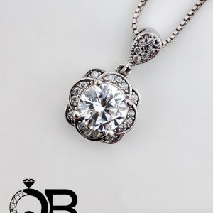 گردنبند نقره زنانه طرح گل تک نگین گرد