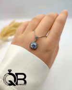 گردنبند نقره زنانه طرح گل تک نگین گرد