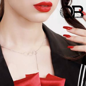گردنبند نقره دخترانه و زنانه با عیار ۹۲۵ و آبکاری رادیوم درجه یک مدل حلقه ای