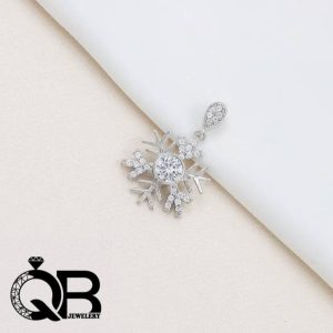 گردنبند نقره دخترانه و زنانه مدل دانه برف آبکاری رادیوم