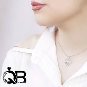 گردنبند نقره دخترانه و زنانه با عیار ۹۲۵ رادیوم مدل قلب و پرنده