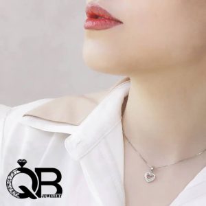 گردنبند نقره دخترانه و زنانه آبکاری رادیوم مدل قلب کوچک