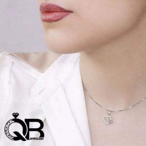 گردنبند نقره دخترانه و زنانه ۹۲۵ آبکاری رادیوم قلب