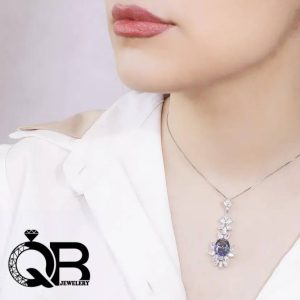 گردنبند نقره دخترانه و زنانه با عیار ۹۲۵ رادیوم مدل نگین دار با نگین توپاز