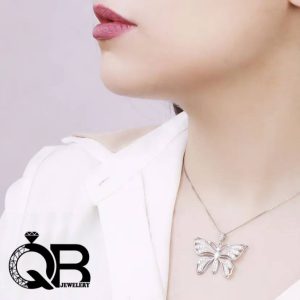 گردنبند نقره دخترانه و زنانه با عیار ۹۲۵ رادیوم مدل پروانه