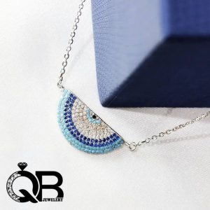 گردنبند نقره دخترانه و زنانه با عیار ۹۲۵ مدل چشم نظر