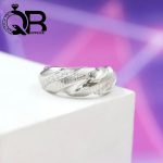 انگشتر نقره زنانه با روکش آبطلای سفید 925 عیار نگین کاری - تصویر 3
