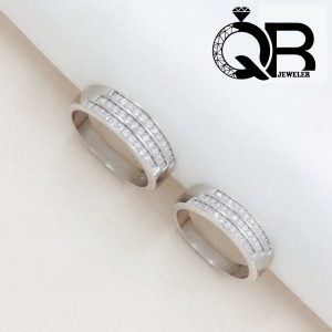 حلقه ست نقره میکرو با روکش آبطلای سفید