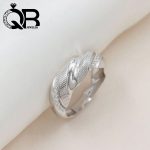 انگشتر نقره زنانه با روکش آبطلای سفید 925 عیار نگین کاری