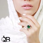 انگشتر نقره طرح جواهر با سنگ زمرد سبز زنانه - تصویر 2