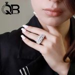انگشتر نقره مدل مارکیز جواهرنشان عیار 925 - تصویر 2