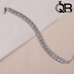 دستبند میکرو نقره همراه با روکش آبطلای سفید عیار 925