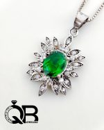 گردنبند نقره زنانه نگین سبز زمردی
