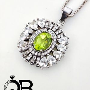گردنبند نقره زنانه نگین زبرجد
