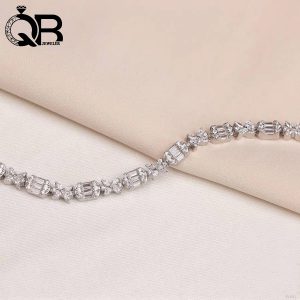 دستبند نقره زنانه مدل امرالد کات با گل