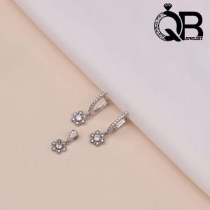 نیم ست نقره زنانه طرح فلاور با زنجیر