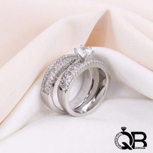 حلقه پشت حلقه میکرو با نگین های برلیان روکش رادیوم عیار 925