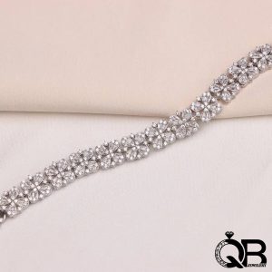 دستبند نقره زنانه فلاور جواهری عیار 925
