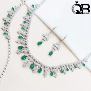 سرویس نقره زنانه جواهری طرح زمرد