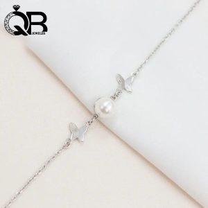 دستبند نقره زنانه با نگین مروارید
