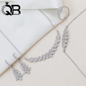 سرویس زنجیری نقره طرح گل و شکوفه