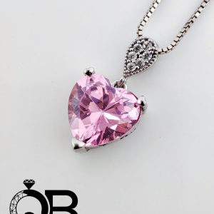 گردنبند نقره زنانه مدل قلب صورتی