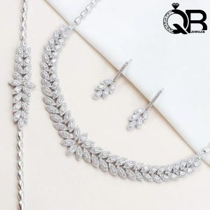 سرویس نقره با روکش طلا سفید مدل خوشه ای