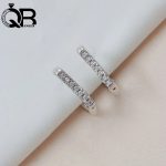 گوشواره نقره با نگین زیرکونیوم و آبکاری طلا سفید