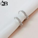 گوشواره حلقه ای شیک نقره طرح طلا سفید