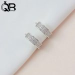 گوشواره دخترانه نقره عیار 925 با دو ردیف نگین حلقه ای - تصویر 3