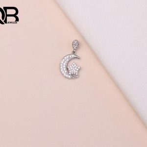 گردنبند نقره زنانه مدل ستاره و ماه سایز بزرگ